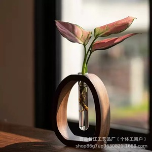Vase à fleurs en bois de forme irrégulière pour arrangement floral de bureau, ornement transfrontalier, simple, en verre, pour rangement et eau - Product Image 1