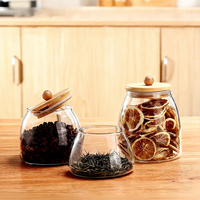 Pot de conservation en verre borosilicate transparent sans BPA avec bouton rotatif, 500 ml, 700 ml, 950 ml, pour cuisine, grains de café, noix, sucre, flocons d'avoine (vente en gros)