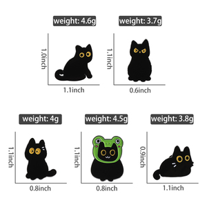Mignon chats noirs émail broche dessin animé chaton grands yeux Animal broche revers Badge bijoux cadeau pour les amis - Product Image 6