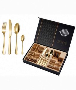Popular 24-Piece All-Steel Tableware Set Gift <b>Box</b> Packed Flatware Set with Knife Fork Spoon Teaspoon Cutlery Set for Wedding - Product Image 1