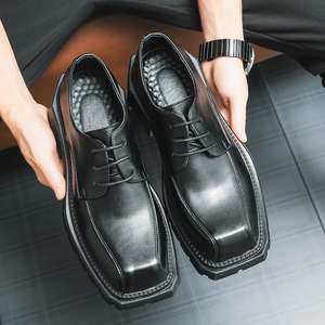 Chaussures de travail pour hommes en PU à enfiler, style britannique, à semelle épaisse, rehaussantes, à bout rond, pour <span class=keywords><strong>moto</strong></span>, printemps été automne - Product Image 5