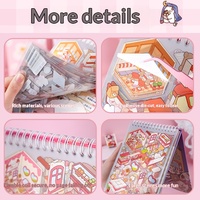 Livre d'autocollants PET Scène de mini-maison Ours Lapin Panda, Autocollants de construction 3D stéréo pour Journal, DIY, Jeu de simulation, Scrapbook, Papeterie