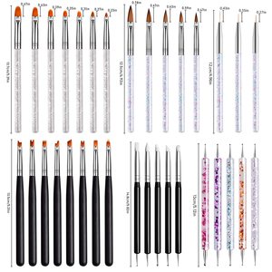 Ensemble de pinceaux professionnels pour la peinture de précision sur les ongles, pinceaux fins, ronds, plats, micro-détails pour le gel, kit de manucure pour salon - Product Image 3