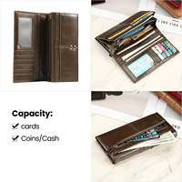 Portefeuille long pour femme en cuir véritable DUJIANG, plusieurs emplacements pour cartes, pochette vintage, style accordéon, modèle portable 2180