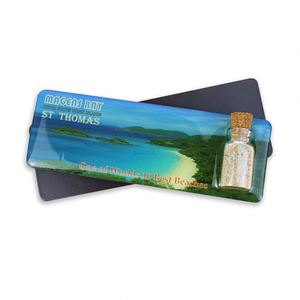 Imán Rectangular de Cristal con Recubrimiento Epóxico, Recuerdo Turístico de Playa, Imán para Refrigerador con Arena en Botella, Venta al Por Mayor - Product Image 3