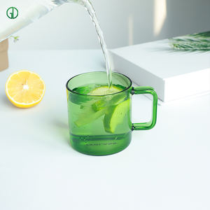 أكواب قهوة زجاجية ملونة من البورسليكات سعة 340 مل، قابلة لإعادة الاستخدام بجدار واحد، شفافة مع شعار مخصص - Product Image 3