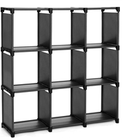 Étagère de rangement pliable en métal à double niveau et 9 cubes, simple et portable, en acier angulaire, pour salon