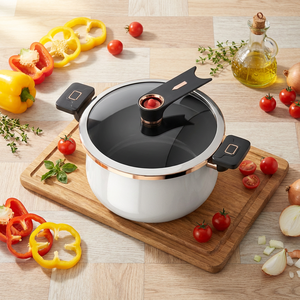 Marmite de cuisson multifonction 7L en émail avec couvercle en verre, pour soupes, ragoûts et bouillons d'os, compatible gaz et induction - Product Image 4