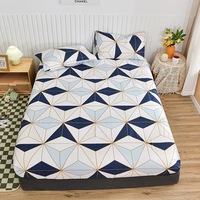 Parure de draps plats 3 pièces en polyester 100% de haute qualité, motif bleu simple, pour mariage, ODM/OEM, en promotion
