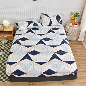 Parure de draps plats 3 pièces <span class=keywords><strong>en</strong></span> polyester 100% de haute qualité, motif bleu simple, pour mariage, ODM/OEM, <span class=keywords><strong>en</strong></span> promotion - Product Image 2