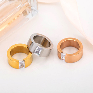 Diamond <b>Rings</b> <b>Titanium</b> Steel Princess Cut Geometric Banquet Jewelry Men's <b>Ring</b> Gold Silver Rose Gold - Product Image 2