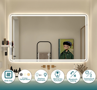Vitrine d'accueil 23.6 24 pouces 24X32 Mini cadre en aluminium écran tactile Anti-buée Hd Smart Tv salle de bain miroir LED avec Wifi bleu