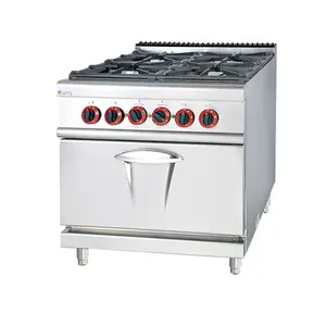 Floor Type Commercial Kitchen Gas Cooker Stainless Steel Restaurant Equipments 4 Burner Gas Cooker And Electric Oven