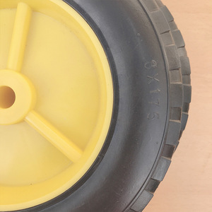 Solid Rubber Caster Wheel 8 Inch Yellow Silent Operation <b>For</b> Handcart Luggage <b>Cart</b> Industrial Use - Product Image 3
