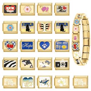 <span class=keywords><strong>Charm</strong></span> Italiani di Alta Qualità in Acciaio Inossidabile Placcato Oro 18K, Serie Cuore con Frasi, per Bracciali <span class=keywords><strong>Charm</strong></span> Italiani - Product Image 4