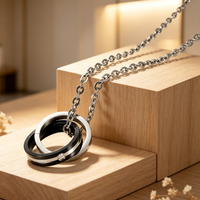 Colliers classiques en acier inoxydable avec double anneau gravé LOVE, colliers pour couple, colliers minimalistes, cadeau de la Saint-Valentin