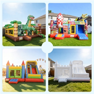 Château gonflable combiné personnalisé en PVC durable pour la <span class=keywords><strong>location</strong></span> événementielle, motif dinosaure bleu, pour enfants - Product Image 3