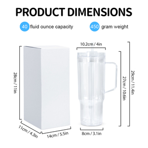 Ly giữ nhiệt acrylic hai lớp 40oz, ly bia nhựa, cốc uống nước nhựa tái sử dụng có tay cầm và nắp - Product Image 3