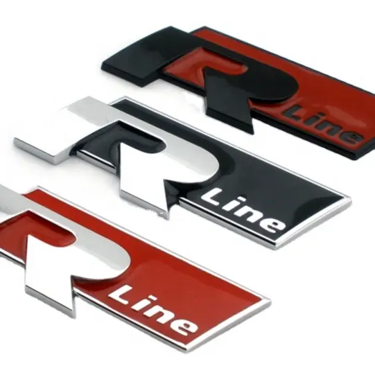 Krom özel araç amblemi resimler, araba ızgara rozeti plastik 3d Logo oto amblem R hattı