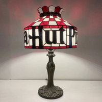 Lampe de table européenne décorée de verre coloré, motif pizza, lampe de bureau pratique et simple avec base en résine, adaptée aux chambres à coucher et aux tables de chevet