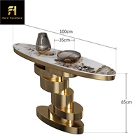 Table de porche de luxe en pierre de style italien, comptoir moderne en acier inoxydable avec plaque de roche, mobilier de hall d'entrée design pour la maison
