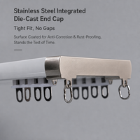 Supports de rail de rideau longs en alliage d'aluminium robuste, style minimaliste sans support, glisse silencieuse, embouts de rail de rideau cachés