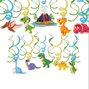 Set Decorazioni per Feste a Tema <span class=keywords><strong>Dinosauri</strong></span>: Bandierine, Topper per Torta, Ornamenti a Spirale per Compleanno Bambini - Product Image 2