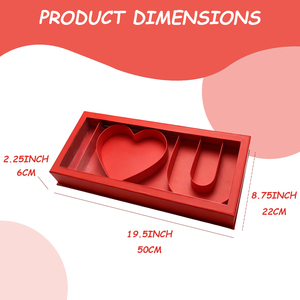 Caja de regalo rígida roja con ventana transparente, ranuras dobles en forma de corazón y U para la frase “I LOVE U”. - Product Image 5