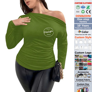 JL1115C, camisetas de <span class=keywords><strong>manga</strong></span> <span class=keywords><strong>larga</strong></span> para mujer, ropa de calle con estampado de pantalla y <span class=keywords><strong>hombros</strong></span> descubiertos, camisetas de Hip Hop, camisetas informales para mujer - Product Image 1