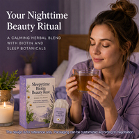 Thé aux herbes à la camomille, à la menthe verte et à la biotine |   Mélange de tisanes sans caféine pour la nuit, 20 sachets de thé |   Marque privée OEM
