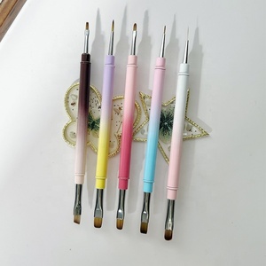 Hot Selling Double Metal Pen Holder Nail Pencil Gel Nail <b>Brush</b> Gel <b>Brush</b> Oval Nail Paint Uv Gel Factory Wholesale Customization - Product Image 1