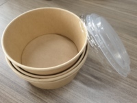 Bol rond à salade jetable avec couvercle, saladier en papier kraft et couvercle pour animal de compagnie, bol à salade de fruits en pla à emporter