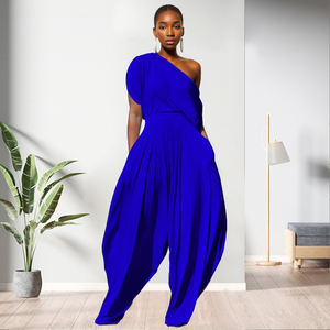 Conjunto de Pantalones y Top de Un Hombro de Color Sólido Personalizable para Mujer, 2 Piezas, a la Moda - Product Image 2