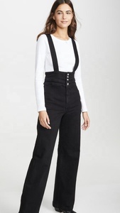 De color <span class=keywords><strong>negro</strong></span> de las mujeres pantalones vaqueros general pantalón de mezclilla <span class=keywords><strong>mono</strong></span> - Product Image 5