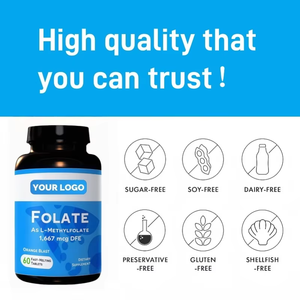 Comprimés de folate de méthyle végétalien sans gluten de haute qualité soutien de l'humeur homocystéine et cognition B9 B12 L-méthyl 5-MTHF adultes - Product Image 3