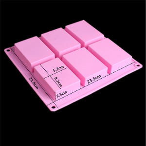 Moules à savon en silicone 6 cavités <span class=keywords><strong>maison</strong></span> forme carrée bricolage gâteau pain cuisson moules durables en gros - Product Image 2