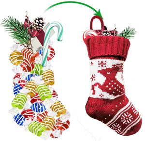Christmas Candy <b>Bag</b>, Knitted <b>Red</b> Socks <b>Gift</b> <b>Bag</b>, Christmas Tree Pendant, Indoor Layout. - Product Image 2