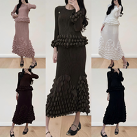 Ensemble de vêtements pour femmes grande taille de haute qualité, plissé à la main, élégant, design de mode en gros, couleur unie, tenue modeste en deux pièces pour tous les jours