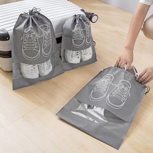 Shoe Storage Bag Drawstring Dustproof Eco-Friendly For Home And Travel Use Gray Color Multipurpose Shoe Bag - Product Image 3