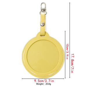 Protetor de Crachá Redondo WJ com Chaveiro, Suporte de Crachá em Couro PU Cor Macaron, Durável, para Estudantes e Meninas - Product Image 6