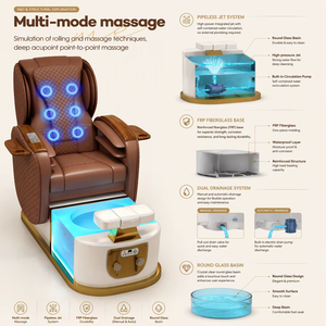Sillón de Pedicura Multifuncional de Lujo Color Morado para Salón de Belleza, Spa, con Hidromasaje para Pies, Silla de Pedicura y Manicura - Product Image 2