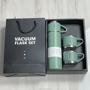 Waterfles Thermisch Zwart Grote 3Pcs Thermos Vacuüm Kolf Set Voor Koffie