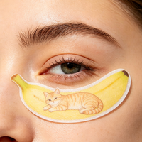 Patchs sous-yeux personnalisables avec motifs de logo uniques, dégradé rouge-jaune, en forme de banane, nouveauté, hydrogel au collagène fruité