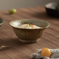 Bol à riz en céramique artisanale Wabi Sabi, texture martelée, en grès écologique, durable, pour la décoration, idéal pour les restaurants et la maison