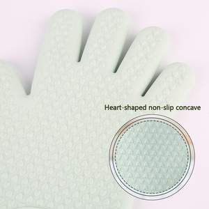 キッチンカラフルシリコンイージークリーン防水耐熱グリルオーブンミットベーキングキッチングローブ指で調理するため - Product Image 2