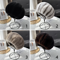Chapeau Béret en Vraie Fourrure de Vison pour Femme, Style Coréen Élégant, Chaud avec Cache-Oreilles, Chapeau d'Artiste en Fourrure de Vison Authentique, Coiffe Polyvalente pour Femme
