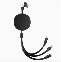Kabel Pengisian Cepat 3-in-1 100W Retractable Grosir, Tipe C 1 ke 3, Kabel Data Multi-Fungsi, Logo Custom Dengan Pencetakan