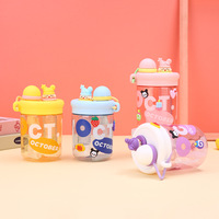 Gourde portable pour filles, 500 ml, sans BPA, réutilisable, en plastique, avec paille/filtre, pour enfants