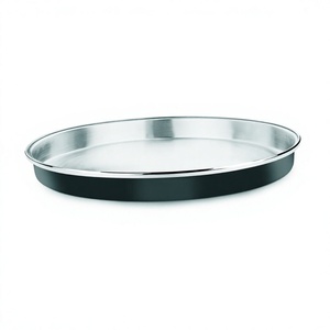 Assiette à bonbons aux fruits secs créative de luxe Serveur Snack Plateau rond en acier inoxydable de couleur noire - Product Image 1