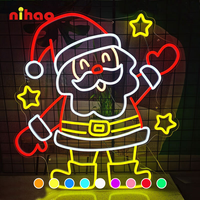 NIHAO Enseigne néon acrylique de Noël pour publicité commerciale sur vitrine, Décoration LED USB personnalisée